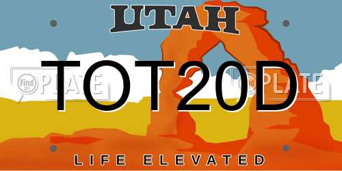 TOT20D Utah License Plate