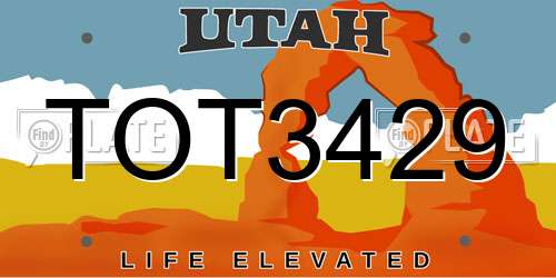 TOT3429 Utah License Plate