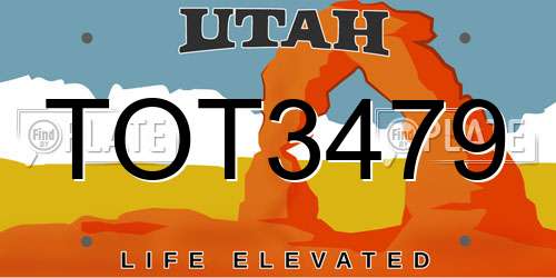 TOT3479 Utah License Plate