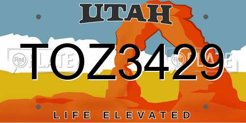 TOZ3429 Utah License Plate