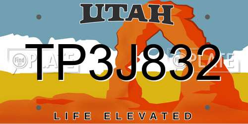 TP3J832 Utah License Plate