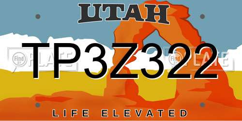 TP3Z322 Utah License Plate