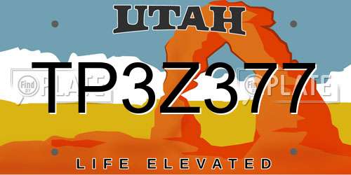 TP3Z377 Utah License Plate
