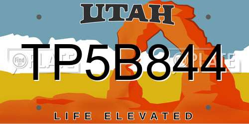 TP5B844 Utah License Plate