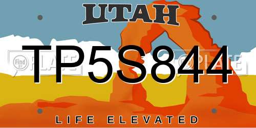 TP5S844 Utah License Plate