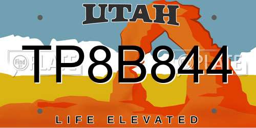 TP8B844 Utah License Plate