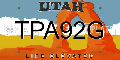 TPA92G Utah License Plate
