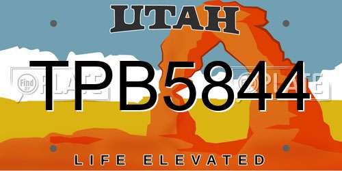 TPB5844 Utah License Plate