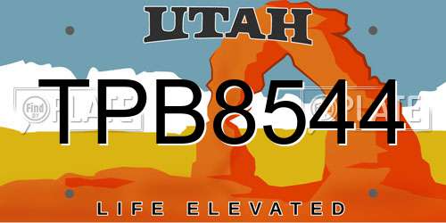 TPB8544 Utah License Plate