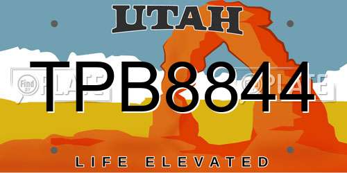 TPB8844 Utah License Plate