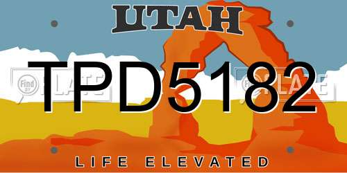 TPD5182 Utah License Plate
