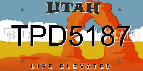TPD5187 Utah License Plate