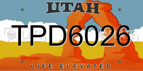 TPD6026 Utah License Plate