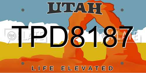 TPD8187 Utah License Plate