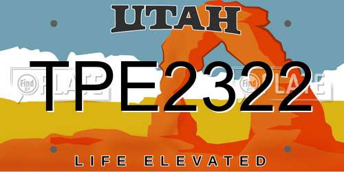TPE2322 Utah License Plate