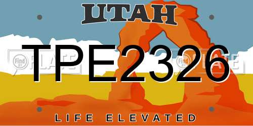 TPE2326 Utah License Plate