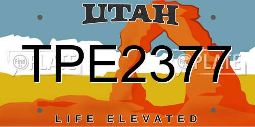 TPE2377 Utah License Plate