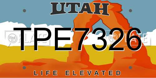 TPE7326 Utah License Plate