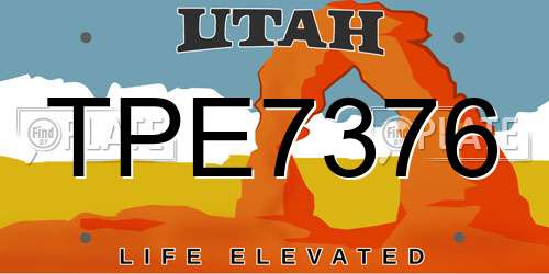 TPE7376 Utah License Plate