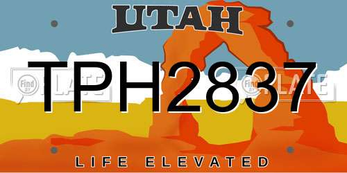 TPH2837 Utah License Plate