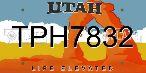 TPH7832 Utah License Plate