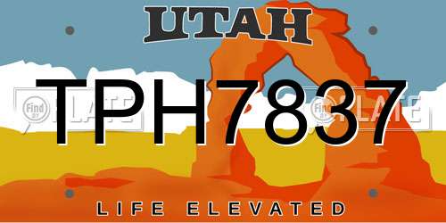 TPH7837 Utah License Plate
