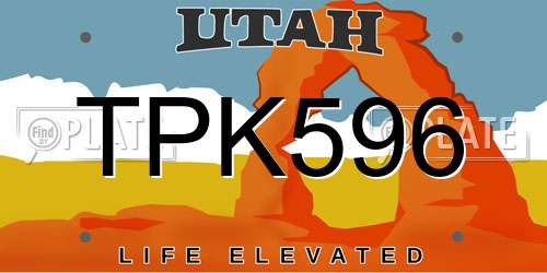 TPK596 Utah License Plate