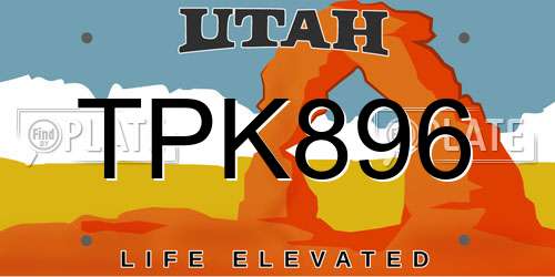 TPK896 Utah License Plate