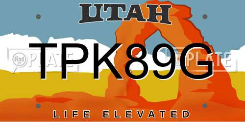 TPK89G Utah License Plate