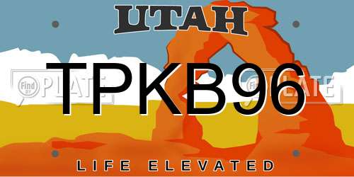 TPKB96 Utah License Plate