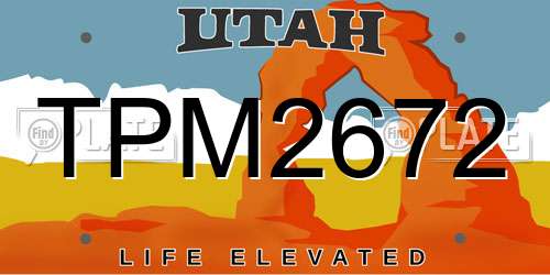 TPM2672 Utah License Plate