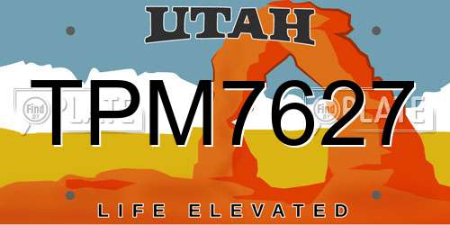 TPM7627 Utah License Plate