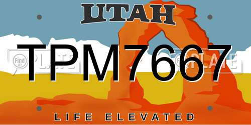 TPM7667 Utah License Plate