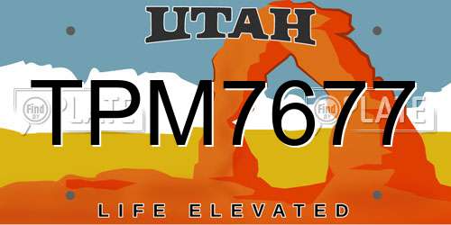 TPM7677 Utah License Plate