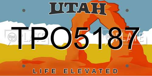 TPO5187 Utah License Plate