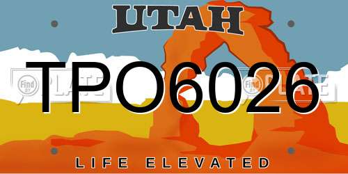 TPO6026 Utah License Plate