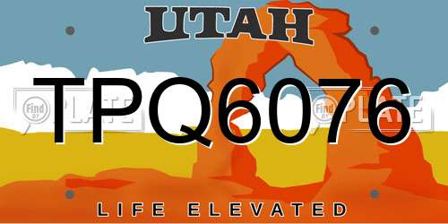 TPQ6076 Utah License Plate