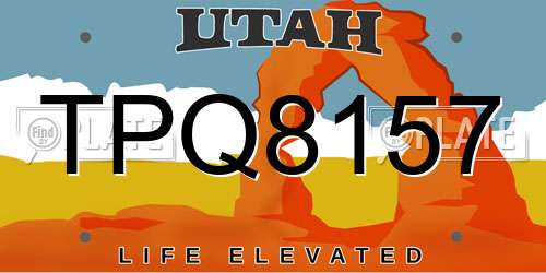 TPQ8157 Utah License Plate