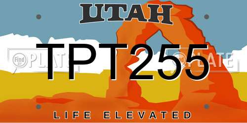 TPT255 Utah License Plate