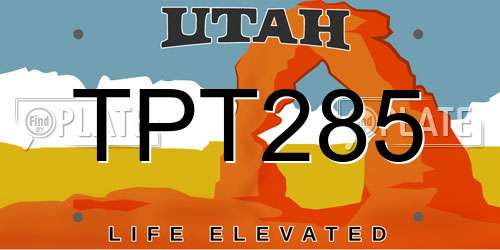 TPT285 Utah License Plate