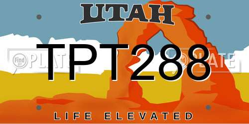 TPT288 Utah License Plate