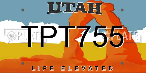 TPT755 Utah License Plate