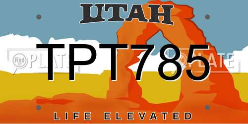 TPT785 Utah License Plate