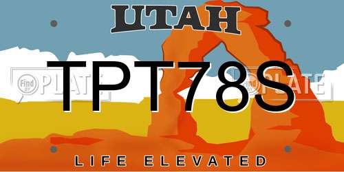 TPT78S Utah License Plate