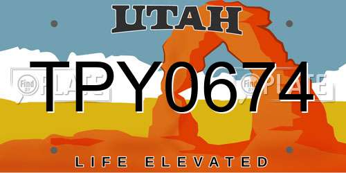 TPY0674 Utah License Plate