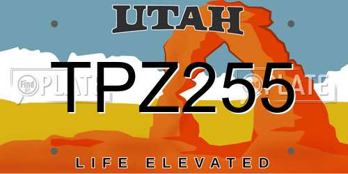 TPZ255 Utah License Plate