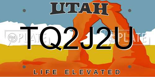 TQ2J2U Utah License Plate