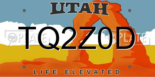 TQ2Z0D Utah License Plate