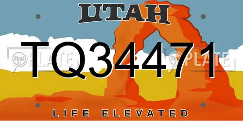 TQ34471 Utah License Plate
