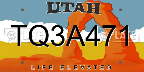 TQ3A471 Utah License Plate